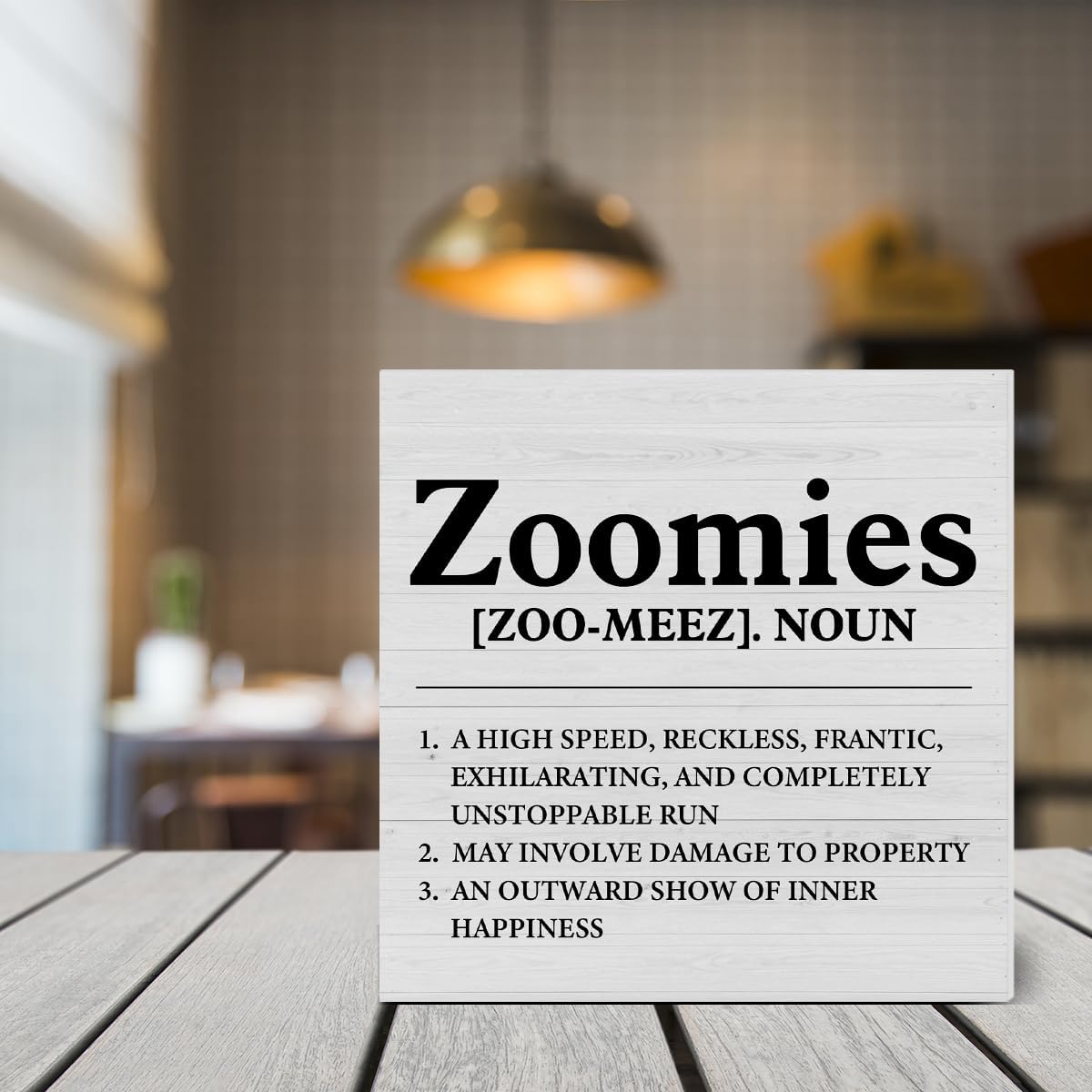 Dumyum Dog Lover Gift Zoomies Definition Wooden Box Sign Dog Theme Desk Decorative Wooden Sign Home Decor for Desk Table Shelf 5 x 5 Inches - Image 7