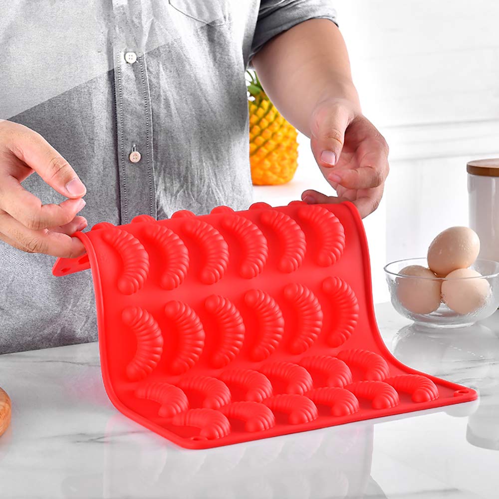 Silikon Cake Pop Formen 30 Loch Shell Kuchenform für Fondant DIY 3D Gum Paste Blumen Fondant Silikonform Backformen (Red)