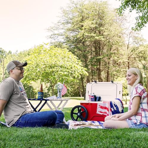 Image of Camco Adirondack Style Folding Plastic Large Table with Footrest Design and Easy to Setup Construction for Indoor or Outdoor Use, White