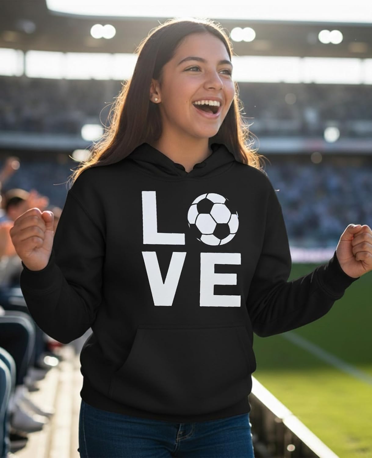 Tstars Love Soccer Hoodie - Sporty Hoodies for Women & Teen Girls - Apparel Gift Idea for Coaches Fans Players