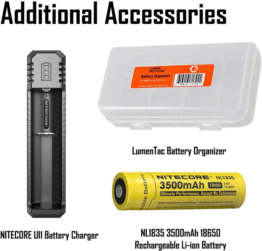 🛒 Flash Sale Nitecore P20 V2 1100 Lumen Tactical Flashlight with Hard Holster, 3500mAh Rechargeable Battery, a Charger and LumenTac Battery Case