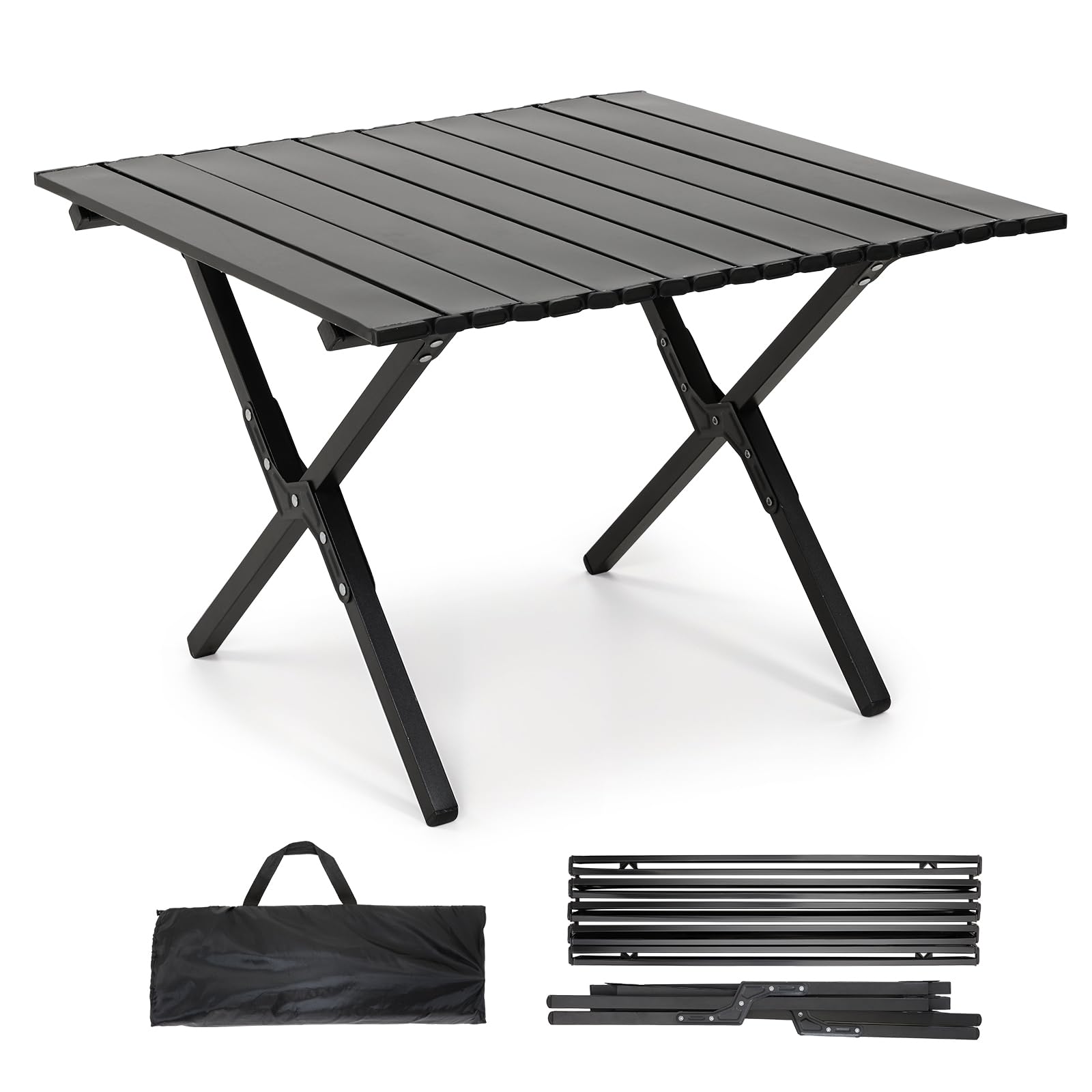 Warmiehomy Folding Camping Table, Lightweight Low Portable Picnic Table with Carrying Bag for Outdoor Camping, Beach, Backyard, BBQ, Party, Patio, Picnic,60x60x43cm