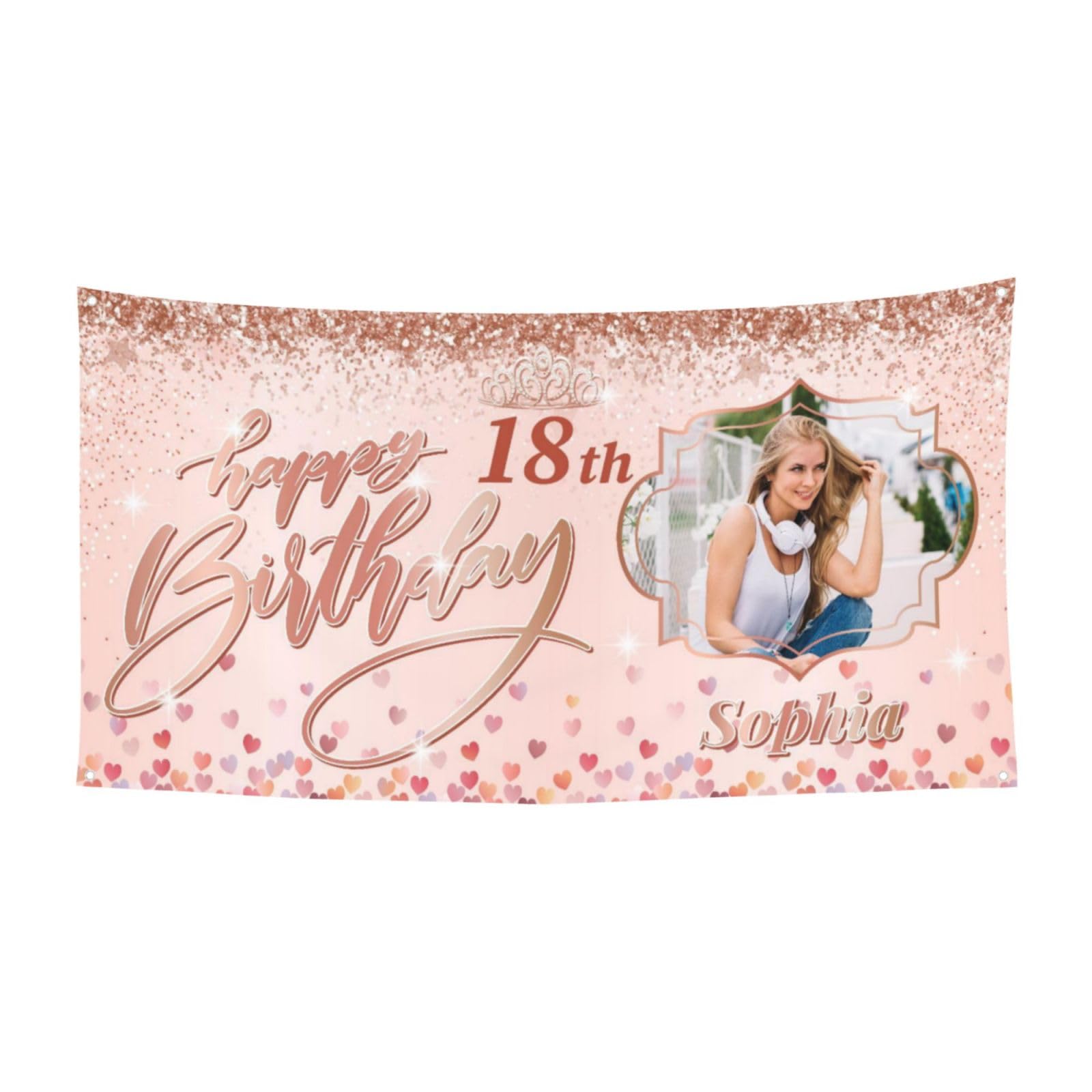 Personalised Birthday Banner with Photo Name Age for Women Men Personalised Happy Birthday Banners and Signs for Birthday Party Decorations Indoor Outdoor Birthday Gifts 180x90cm