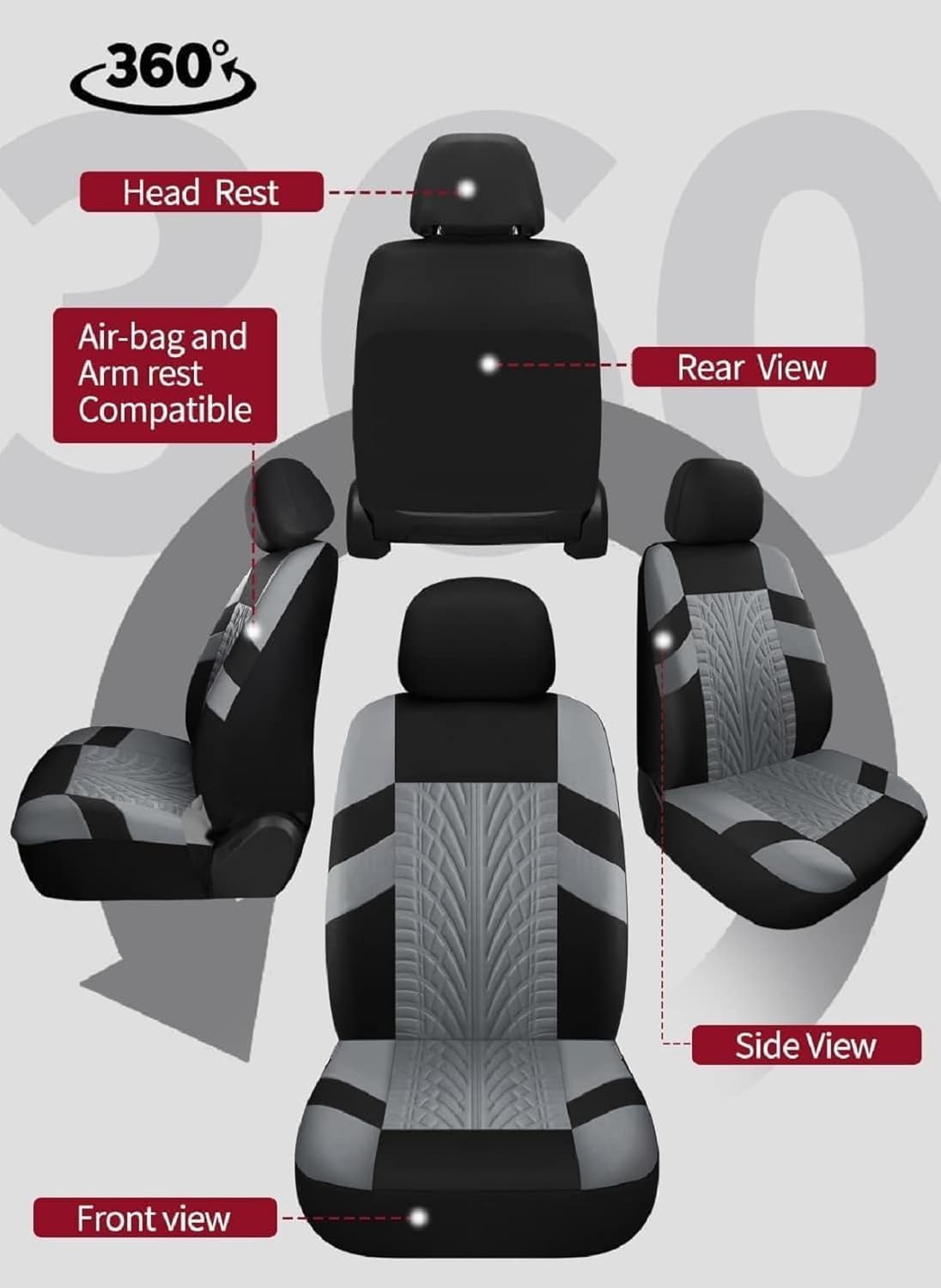 Housse Siege Voiture pour MG ZS EV/ZS Hybrid+ Luxury, Avant Arrière Coussins Couvre Respirant Antidérapant Protecteurs Interieu Accessoire,A Grey