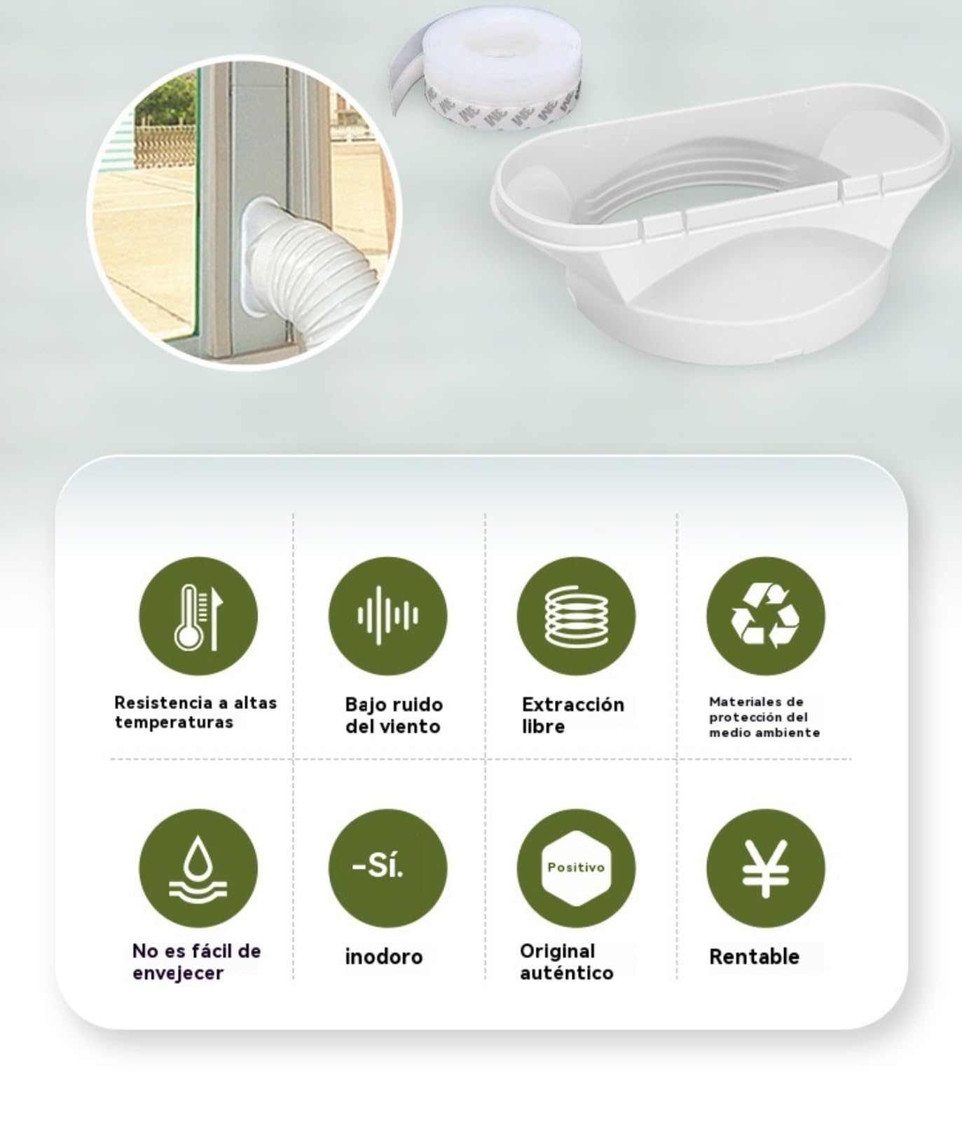 Kit de ventana de CA portátil, kit de sellado de ventana de aire acondicionado, kit de ventilación de CA ajustable para ventana corredera, kit de CA sin costuras, placas de sellado de ventana ajustabl