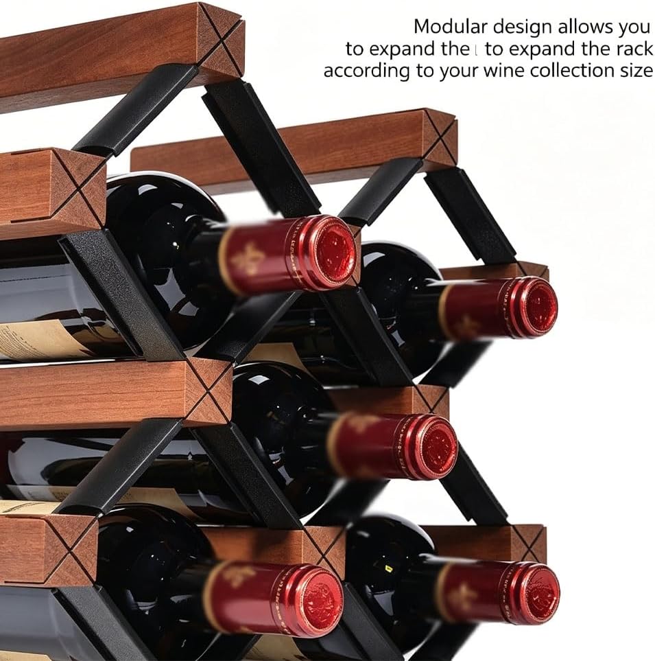Countertop Wine Rack, Wooden Bottle Display Stand, Waterproof and Non-Slip, Retro Minimalist Style Home Decorations for Cellar Cabinet Kitchen(A7)