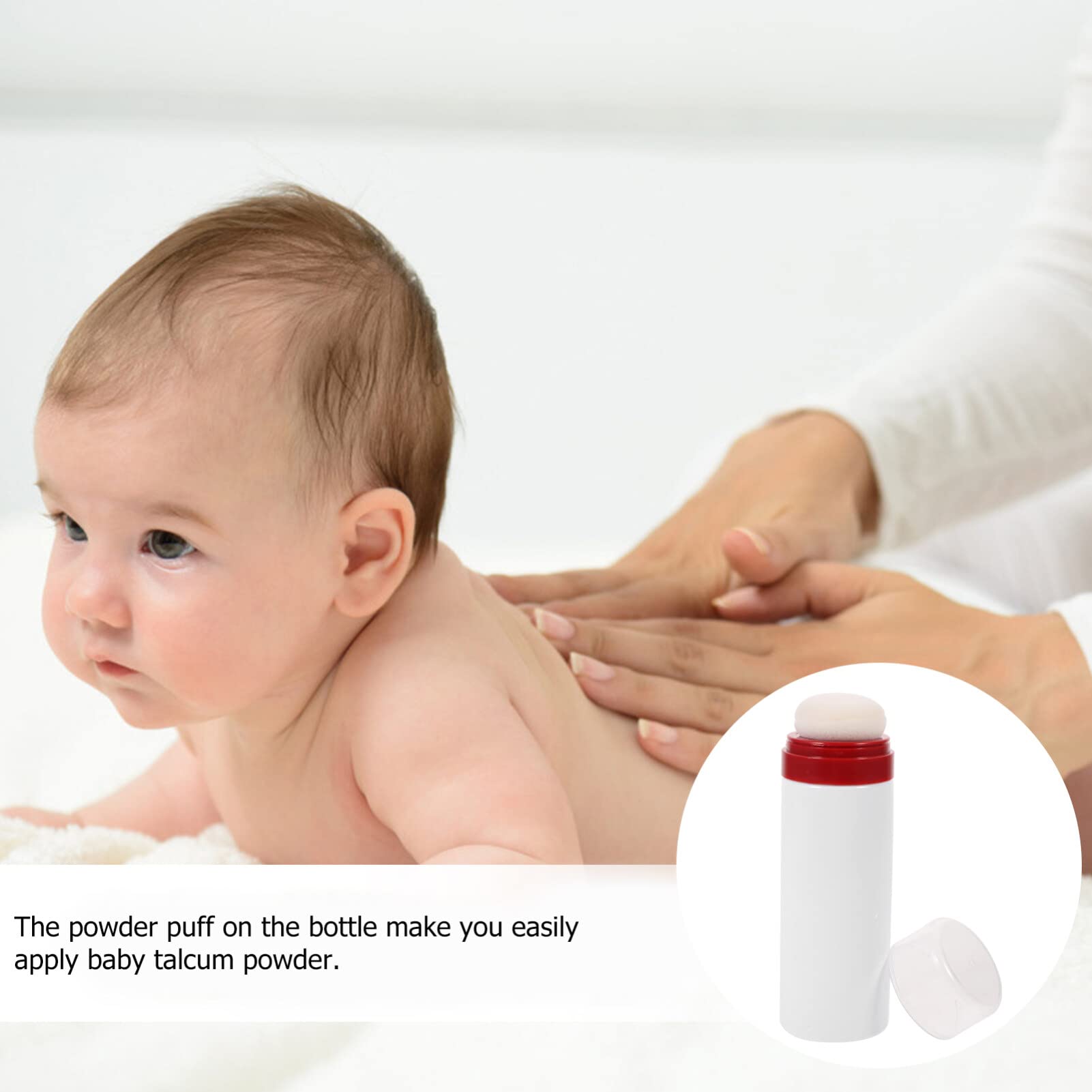 PACKOVE De Poudre Pour Bébé De Houppette Récipient De Poudre De Bain De Pour Le Corps Porte- (Couleur Du Couvercle Aléatoire)