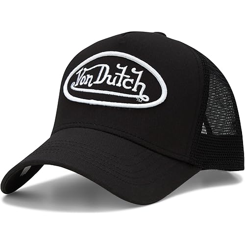 Von Dutch Unisex Trucker Hat - Curved Bill Mesh Back Retro Classic Adjustable Snapback Baseball Cap for Men and Women