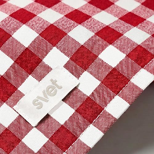 svet Tischdecke – Fleckenabweisend mit extra weichem Stoffgefühl, Runder Tisch, wasserdichte Baumwolle, Durchmesser 140 cm (Vichy-Karo Rot) – Ansicht 4
