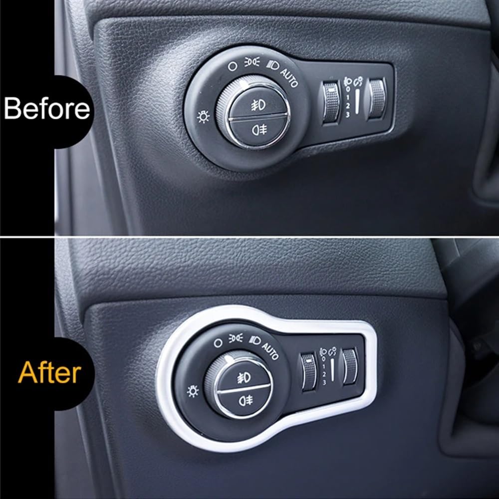 Adesivo Cornice Pulsante Faro Per Jeep Compass 2017-2020 - Accessorio Interno In ABS Nero - Decorazione Auto Fai Da Te