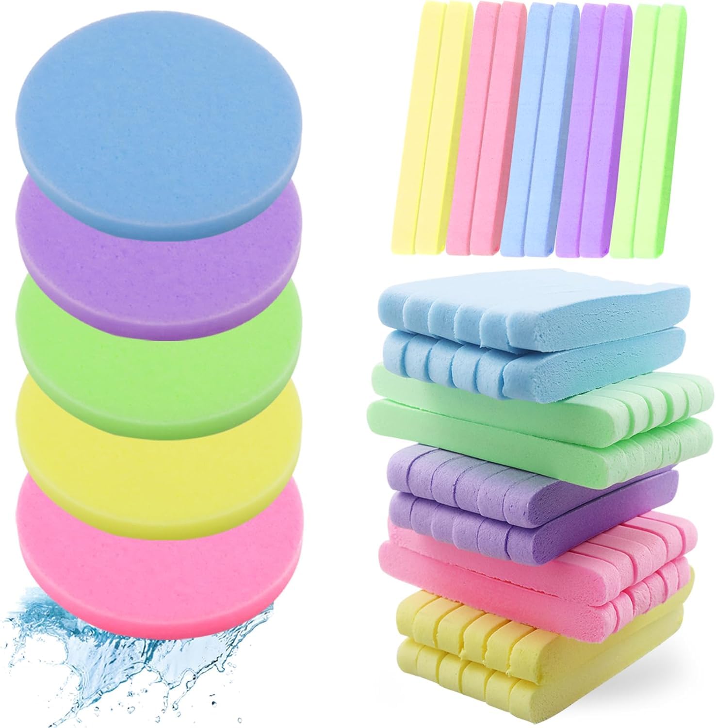 Makeup Remover Sponge - Face Cleansing Compressed Sponges, 24PCS Round Face Cleaning Puffs, PVA Facial Exfoliating Stick Sponges for Women Girls Makeup Removal Pads, Washing Face, Beauty Mask Spa-image-39