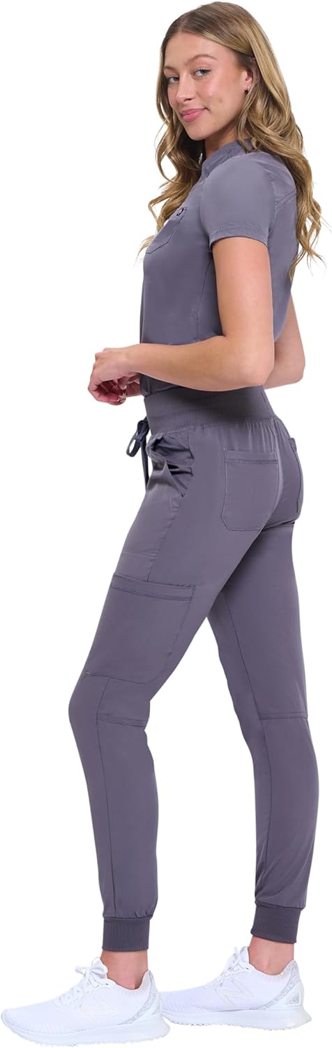 Natural Uniforms Womens Cool Stretch Modern Tuck-In Top Yoga Jogger Scrub Set with Regular and Petite Sizes - Image 3