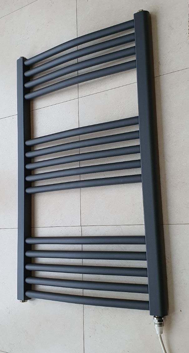 500 W x 800 H Antracita eléctrico Curvo toallero radiador de baño
