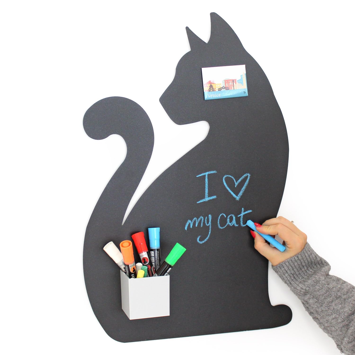 Kalamitica Black Charcoal - Magnetic Chalkboard For Wall - She-Cat Design, 56X38 Cm, Charcoal Grey - Writable Magnetic Blackboard For Notes, Messages & Decor - For Home & Office