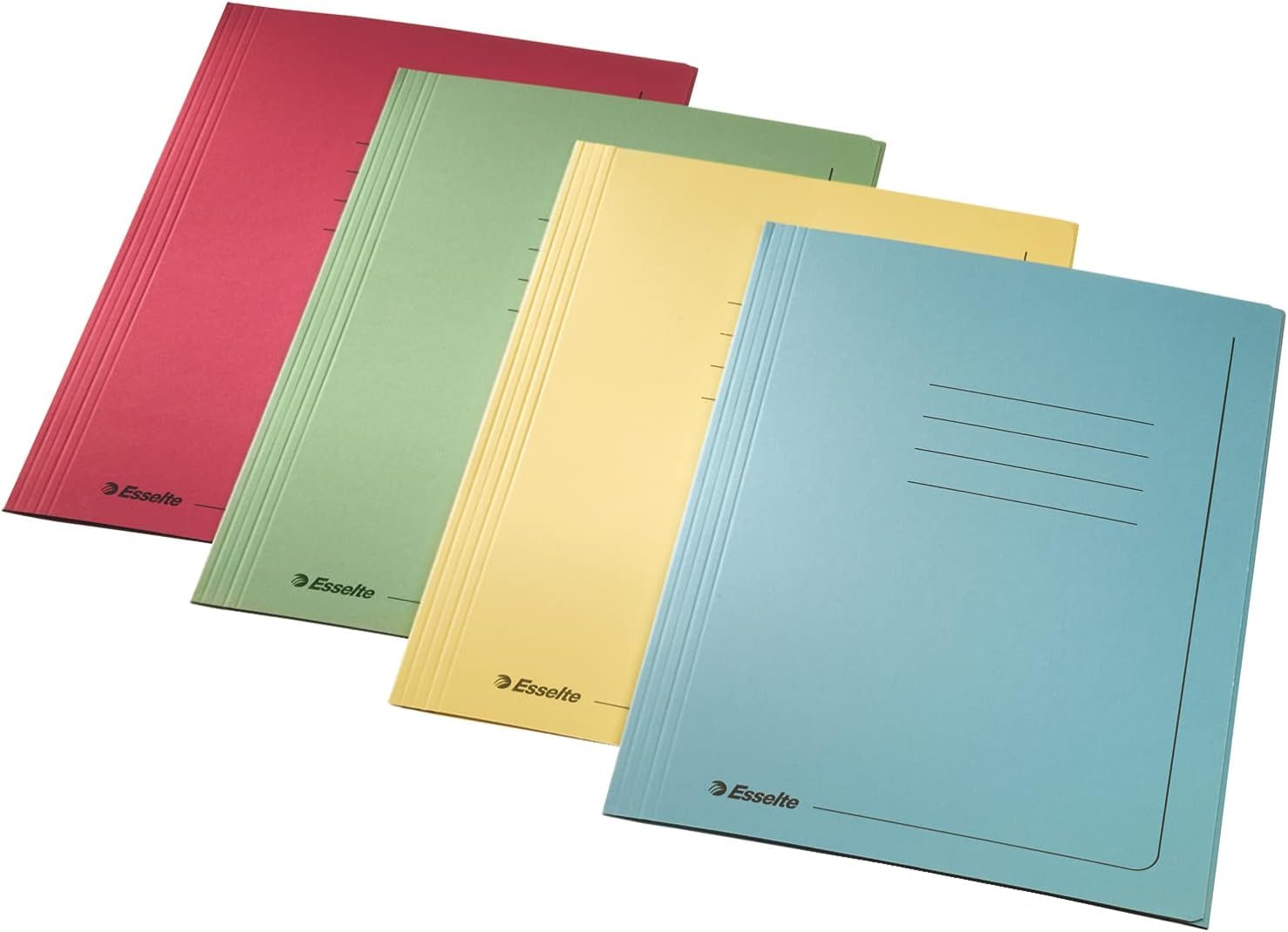 Esselte MANILLA, 25 pezzi Cartelline 3 lembi in robusto cartoncino 295 gr, Cartella f.to 25 x 35 cm protocollo A4, 100% riciclato, Raccogli documenti con dorso espandibile fino a 2 cm, Azzurro, 55135