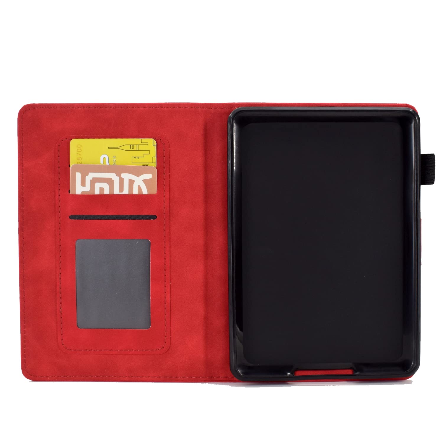 Étui portefeuille magnétique en cuir PU compatible avec tablette PC Kindle Paperwhite 4/3/2/1 (rouge)