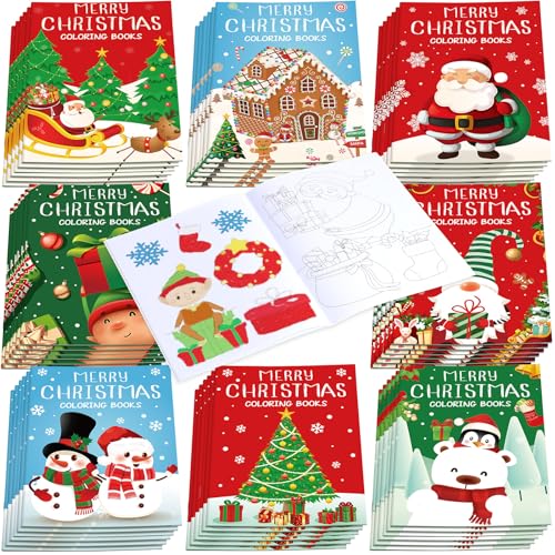 Faccito FACCITO-87847 24 Pcs Christmas Coloring Books Mini Coloring Books cover