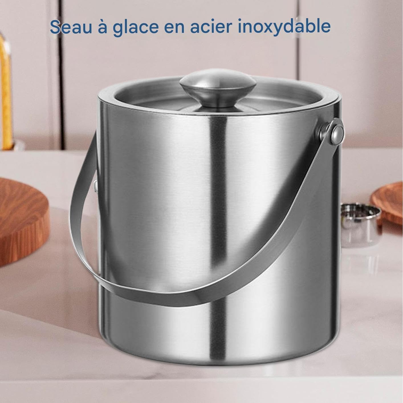 Secchiello Per Ghiaccio Per Feste Secchiello Termico Doppia Parete Rotondo | Barile Champagne Impermeabile per Ristoranti Picnic Campeggio BBQ