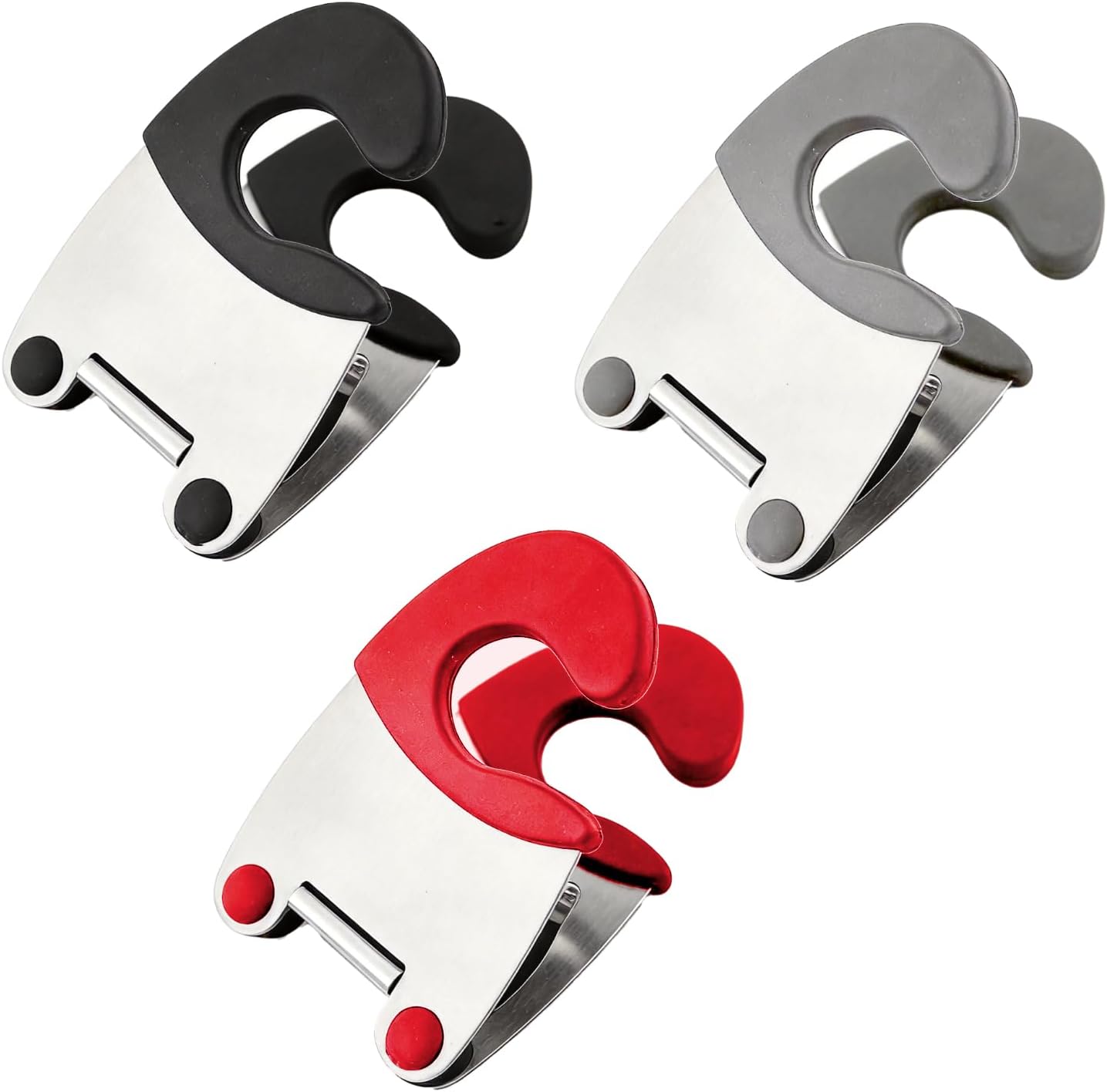 3Pc Silicone Anti Scald Pot Spoon/Clip Holder For Stovetop Kitchen Cooking