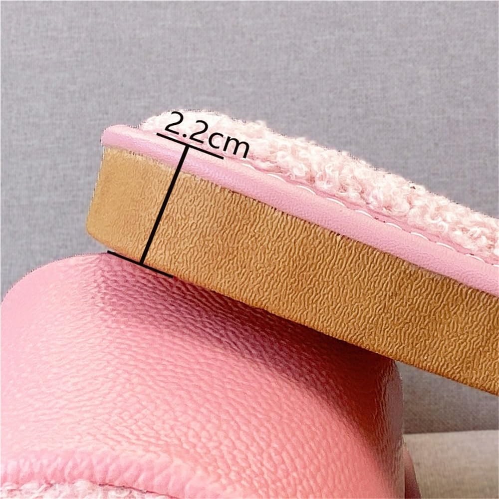 Pantofole Calde E Comode Con Fodera In Peluche Sandali Da Casa In Vera Pelle Con Punta Aperta Scarpe Da Camera Da Letto Casual Leggere E Antiscivolo Per Ufficio, Hotel, Viaggi(Rose Red,38/39 EU)