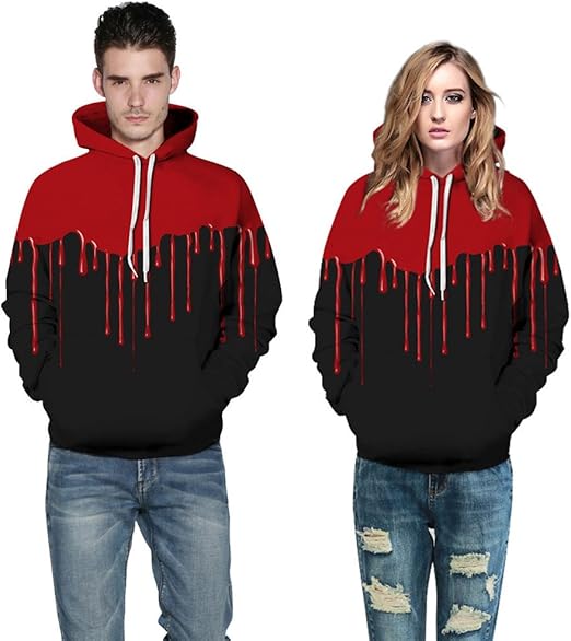 Amazon Co Jp Yanqiao スウェット ハロウィン パーカー トレーナー プルオーバー 長袖 メンズ レディース スポーツ 赤黒 ファッション