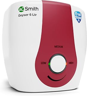 AO Smith SGS-GREEN SERIES-006 Storage 6 Litre Vertical Water Heater (Geyser)|33% Faster Heating|Save on Energy Bills with BEE 5 Star Rating|Enhanced Durability with Blue Diamond Tank Coating|ABS Body