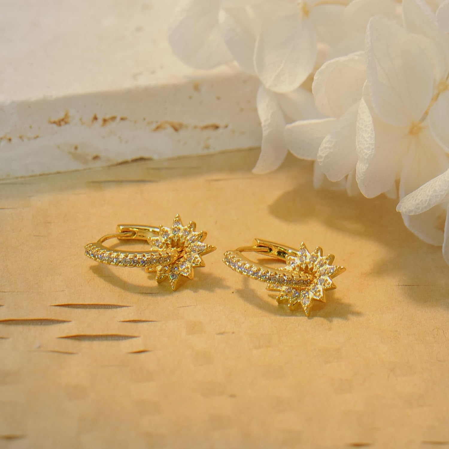 Gold Hoop Earrings for Women, Trendy 14K Gold Plated Split Double Huggie Earrings Dainty Cubic Zirconia Studs Hypoallergenic Lightweight Jewelry - Image 7