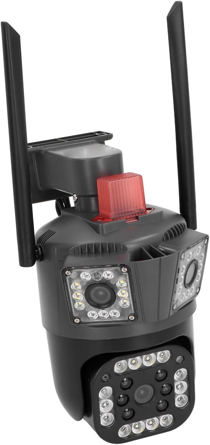 Luqeeg 3-Lens Outdoor WiFi Security Camera mounted on a wall