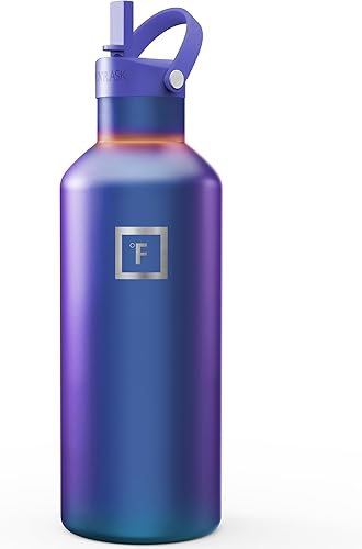 Miniatura 16 de IRON °FLASK Frasco de hidratación para acampar y senderismo con pajilla, botella de agua deportiva de acero inoxidable con aislamiento de boca Dark