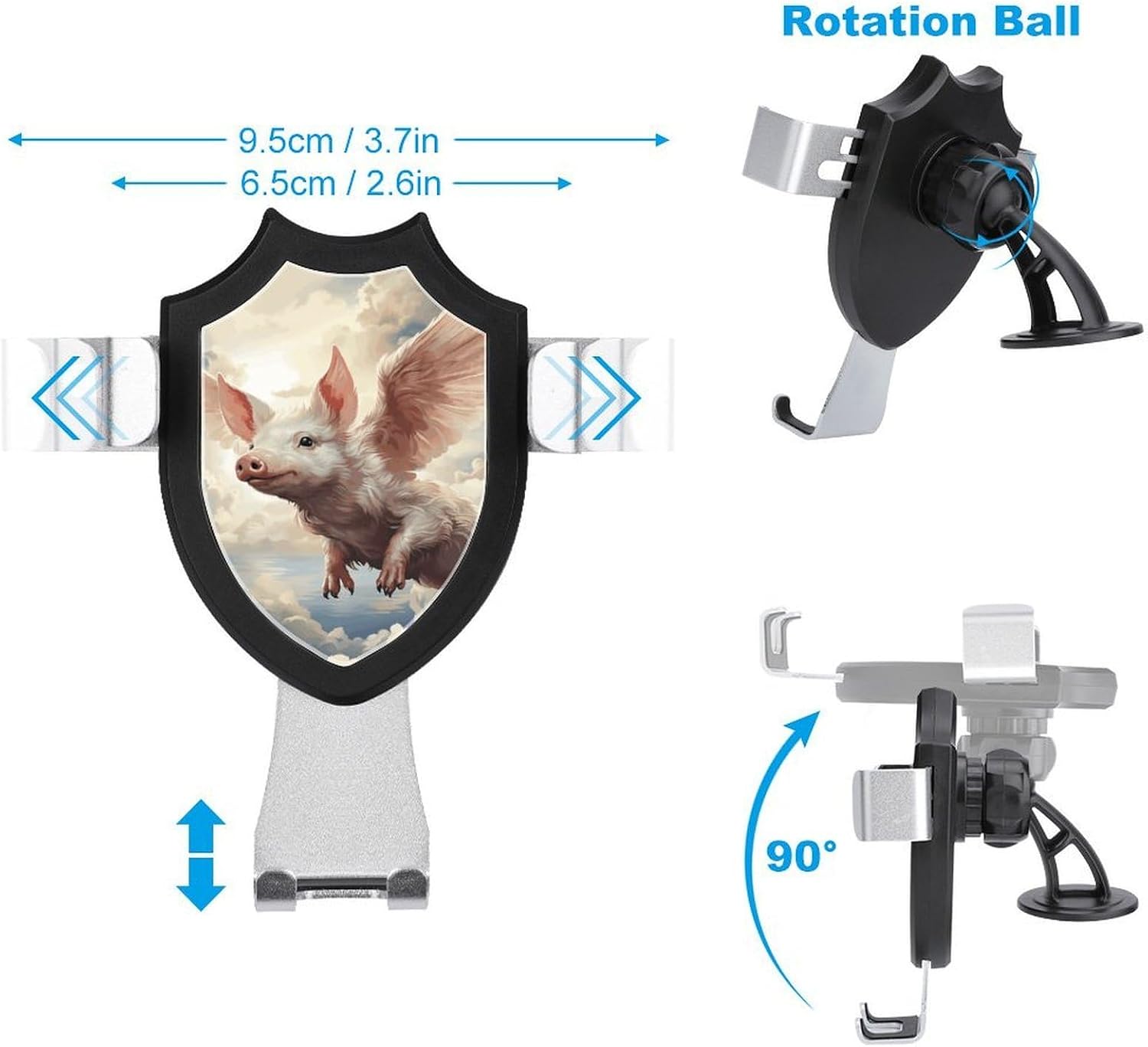 Adjustable Car Phone Mount Flying Pattern Pets Phone Holder for Your Car for Dashboard Windshield Vent for All Smartphones image 2