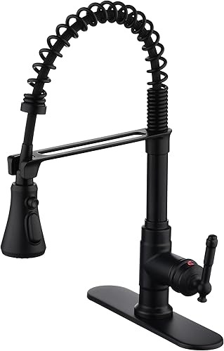 Miniatura 10 de Grifo de fregadero de cocina con rociador extraíble, grifo de cocina de níquel cepillado, grifo de cuello de cisne de resorte extraíble, grifo de