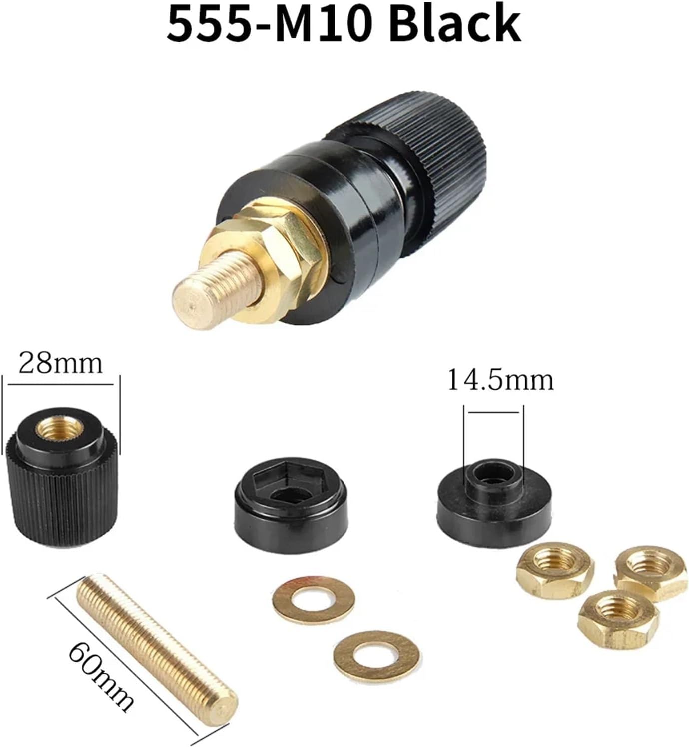 Power Distribution Block 40pcs Battery Wiring Bolt M6 M8 M10 Power Terminal Stud Panel Wiring Studs for Auto Boat Marine Solar(555-M8 Black)