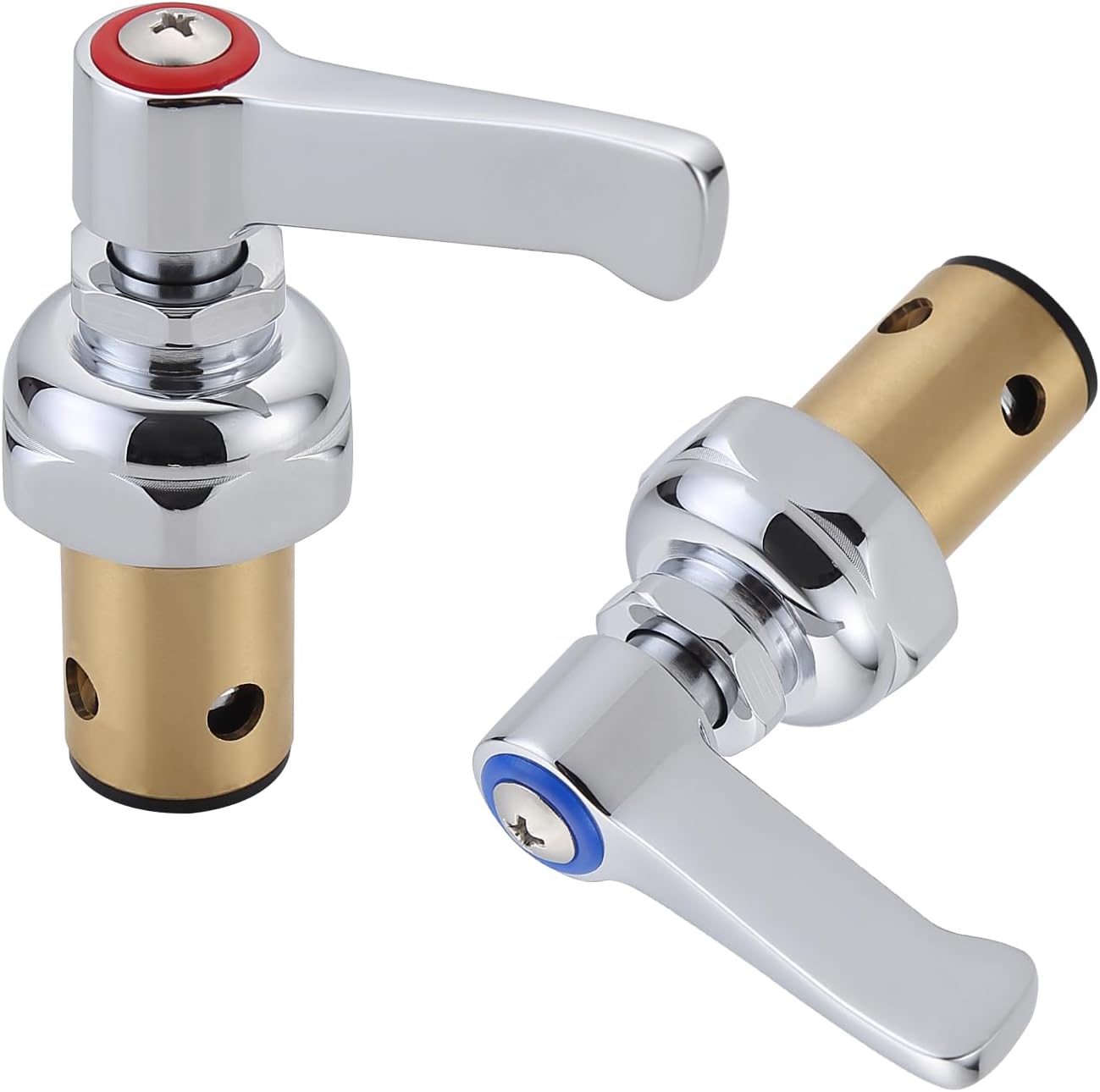 2Pcs Hot and Cold Side Handle Stem Assembly for T&S Brass Eterna Spindle Assembly, Replace 002713-40 & 002714-40 Fits for All T&S Faucets Valve Replacement Part