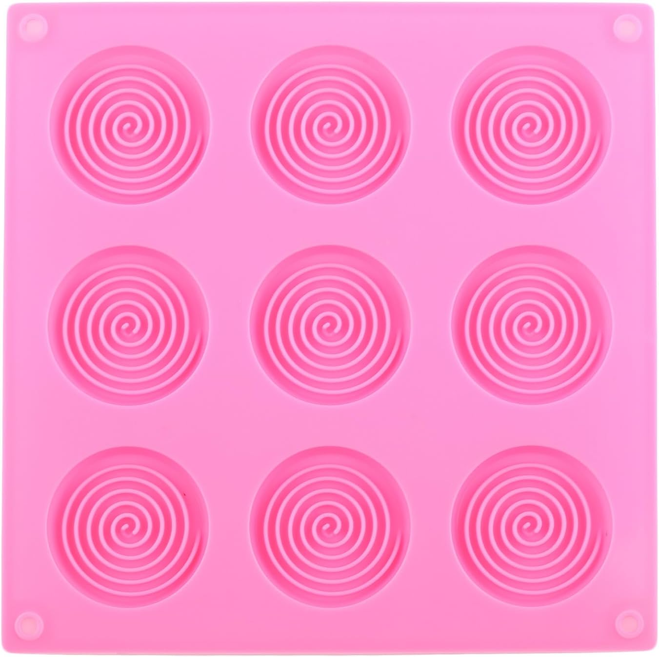 9 Cavity Round Spiral Shaped Silicone Candy Mold Lollipop Silicone Molds For Hard Candy Chocolate