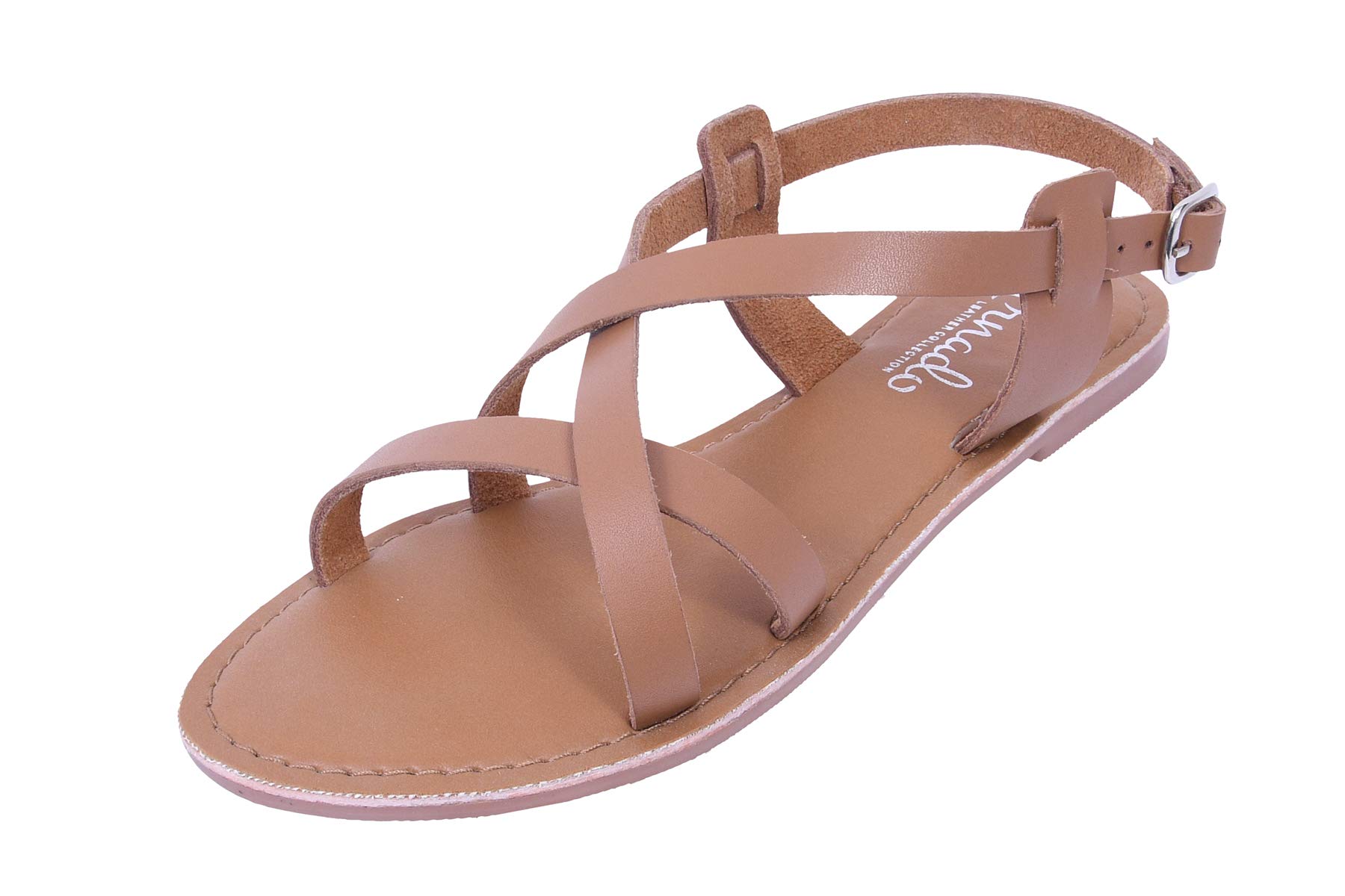 irnado Lantern Tan | Women's Gladiator Strap Sandals Flat Fisherman Thong Cross Strappy Sandals