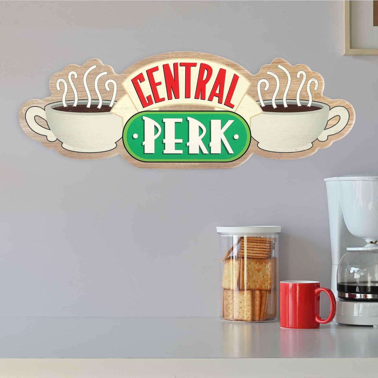 Open Road Brands Friends Central Perk Coffee Wood Wall Decor - From the Hit TV Show - Large Central Perk Sign for Kitchen, Office or Movie Room