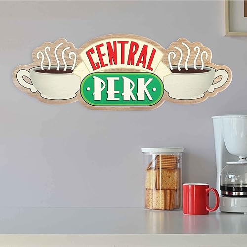 Vista 6 de Open Road Brands Friends Central Perk Coffee Wood Wall Decor - From the Hit TV Show - Large Central Perk Sign for Kitchen, Office or Movie Room