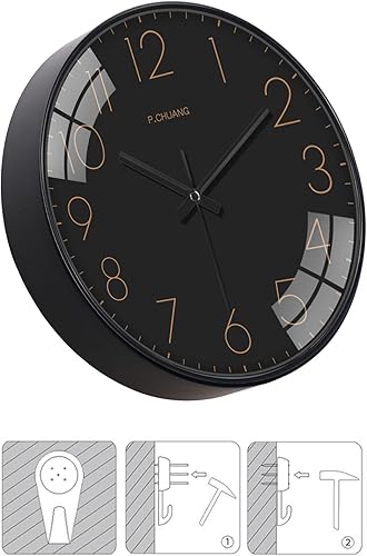 Miniatura 7 de Reloj de pared de 8 pulgadas, silencioso, sin tictac, reloj de pared moderno, funciona con pilas, analógico, pequeño, redondo, decorativo, para el