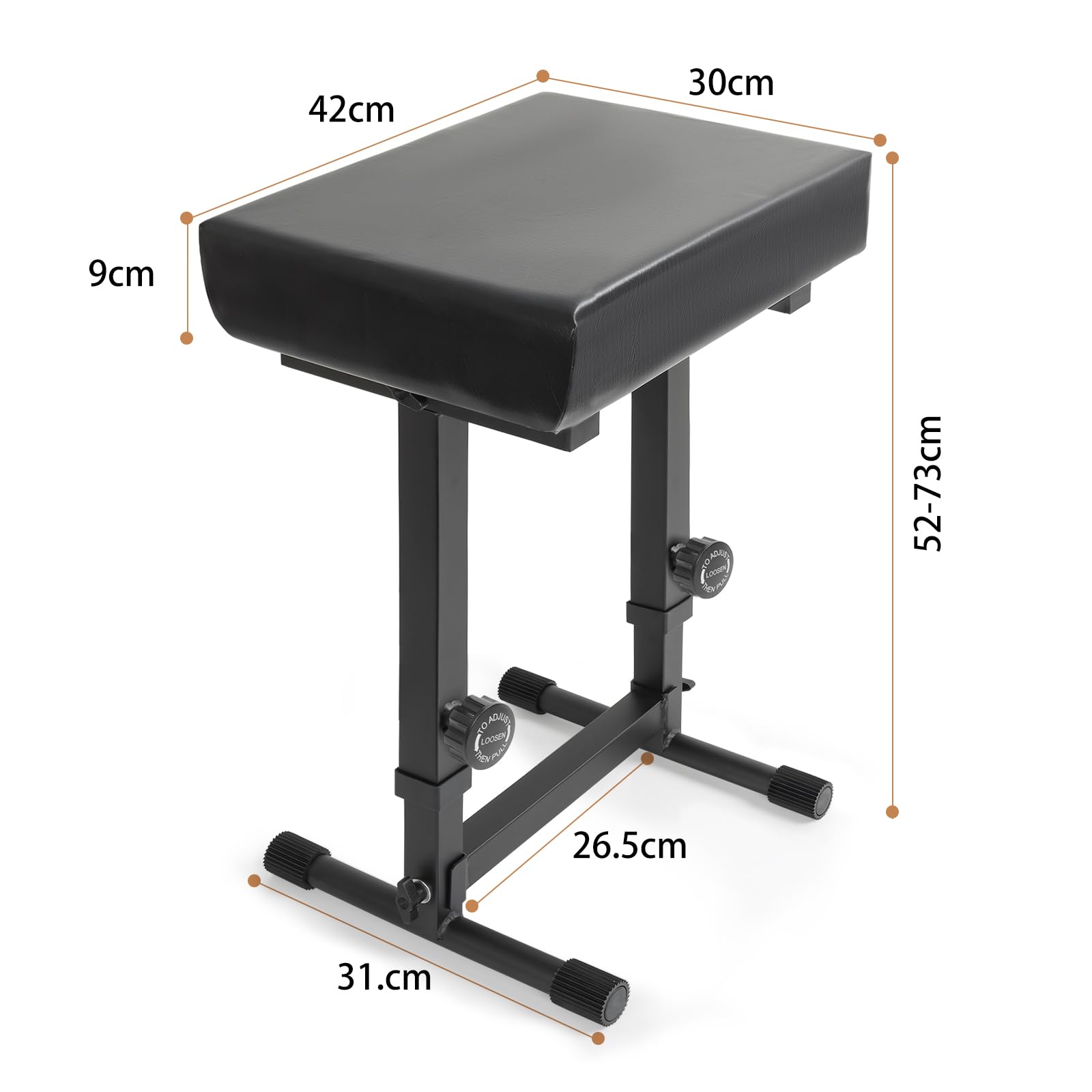OUUTMEE Banco de piano – Banco de teclado musical para teclado de piano ajustable 52-73 cm con cojín acolchado de poliuretano negro, cómodo y suave