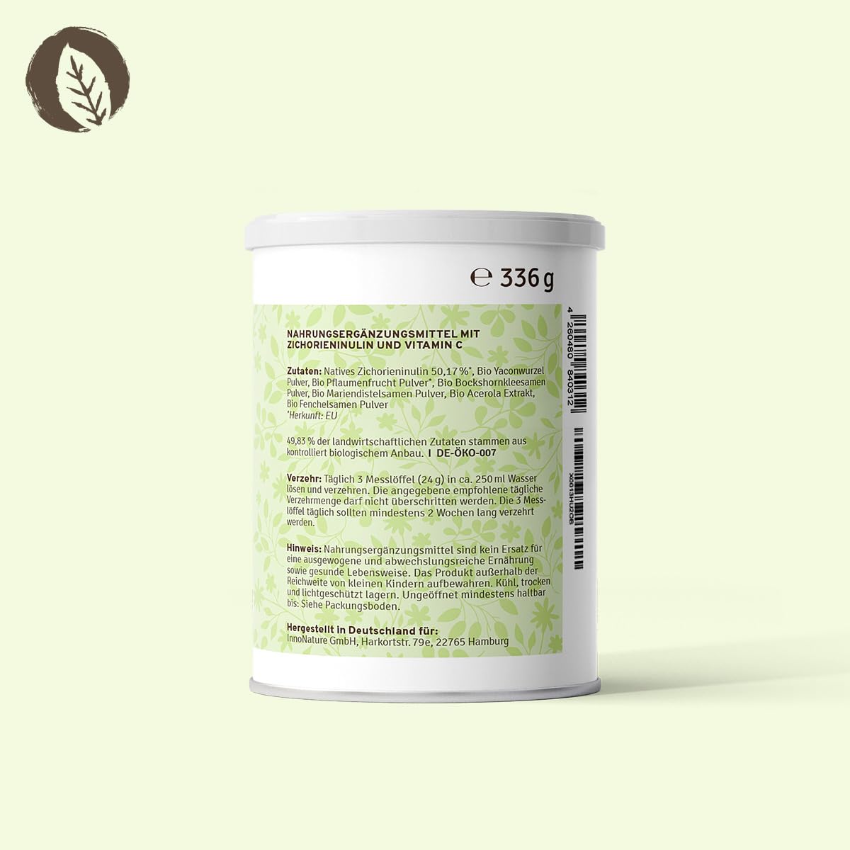 InnoNature Darmkur Pulver | aus Zichorieninulin und ausgewählten Pflanzenstoffen | 336g, Einzigartiger Nährstoffverbund, Natürlich, vegan und tierversuchsfrei