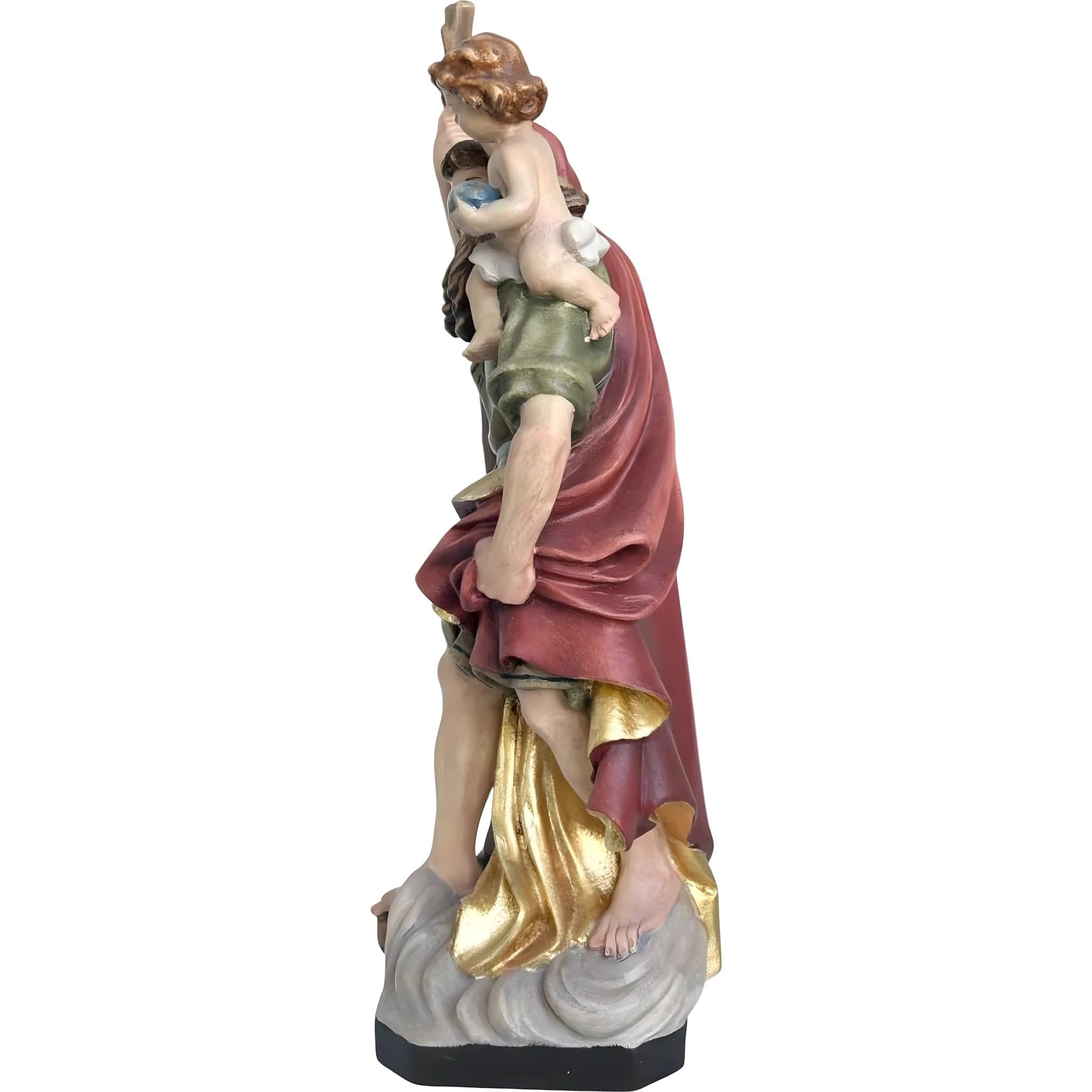 Christophorus aus Ahornholz 12 cm handgefärbtes Holz in Gröden Krippenfigur