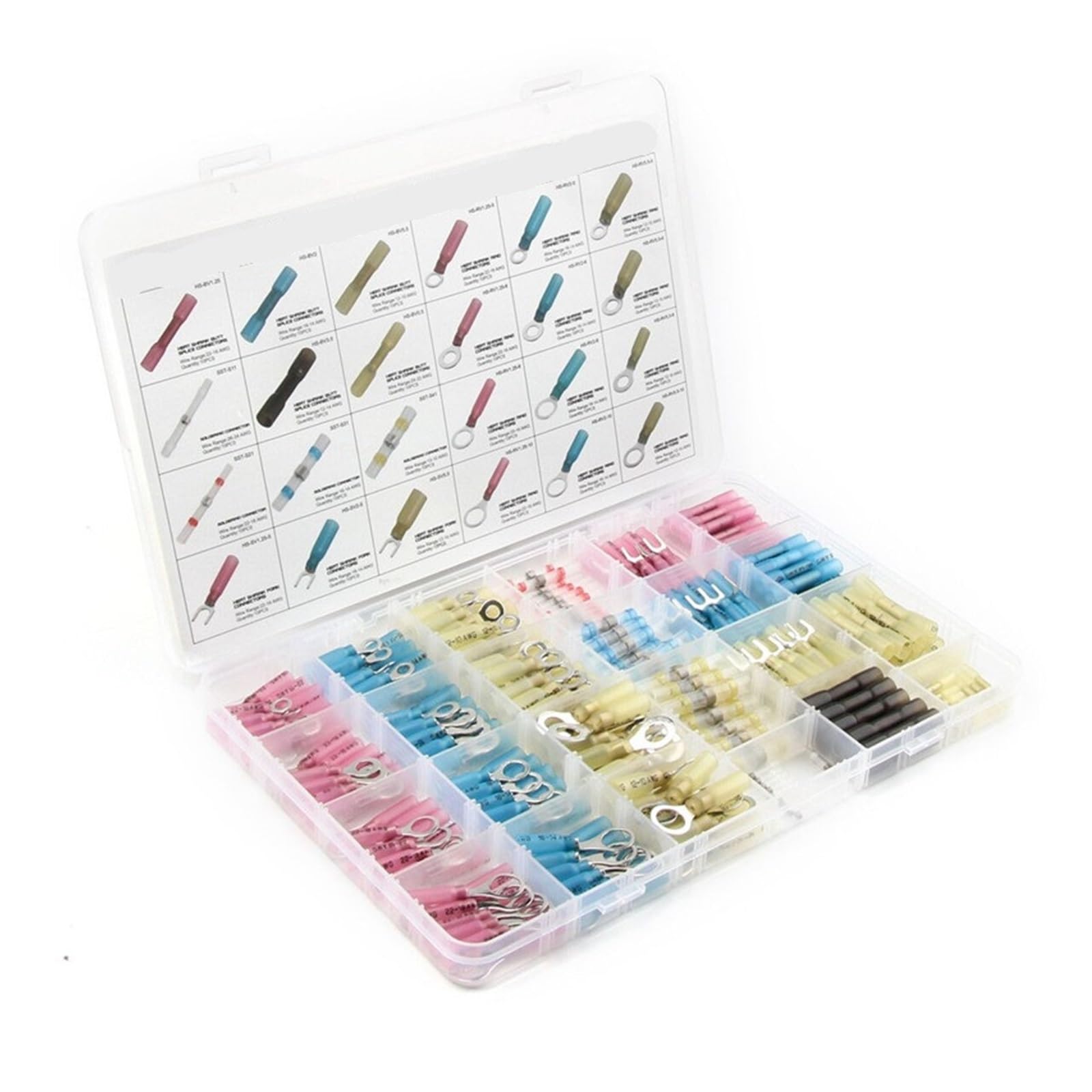 UYCUODLUY 240pcs Assorted Ring Heat Shrink Terminals Butt Splice Soldering Connecters Fullly Insulated Crimp Terminals With Box