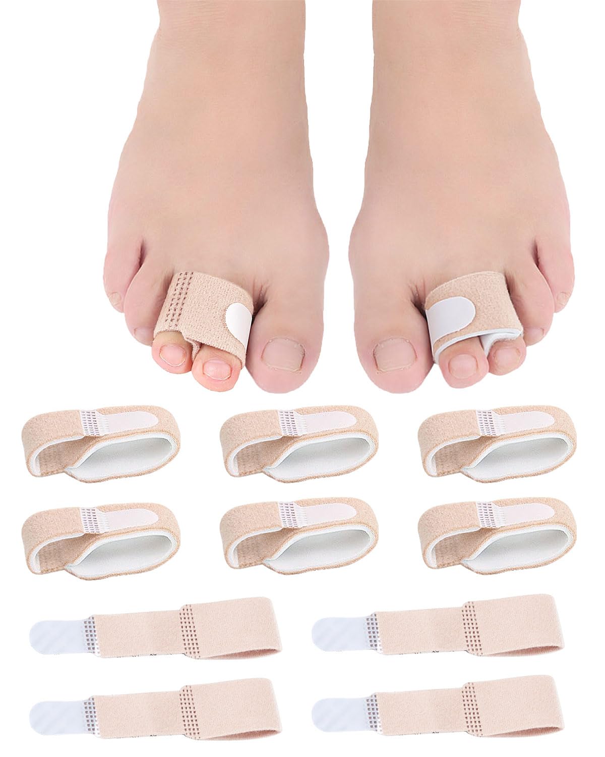 10Pc Fabric Hammer Toe Wraps, Reusable Hammer Toe Straightener Toe