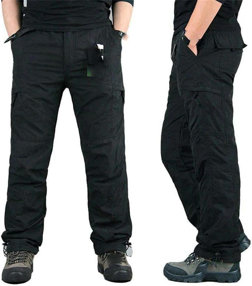Fleece Pants Men's Winter Outdoor Work Overalls Thickened Warm Loose Trousers Men's Multi-Pockets