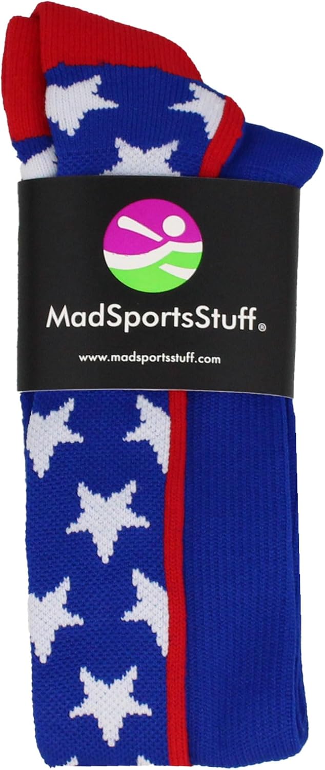 MadSportsStuff All Stars Socks with Stars for Baseball Softball Football Youth and Adult Boys Girls Men Women Over the Calf