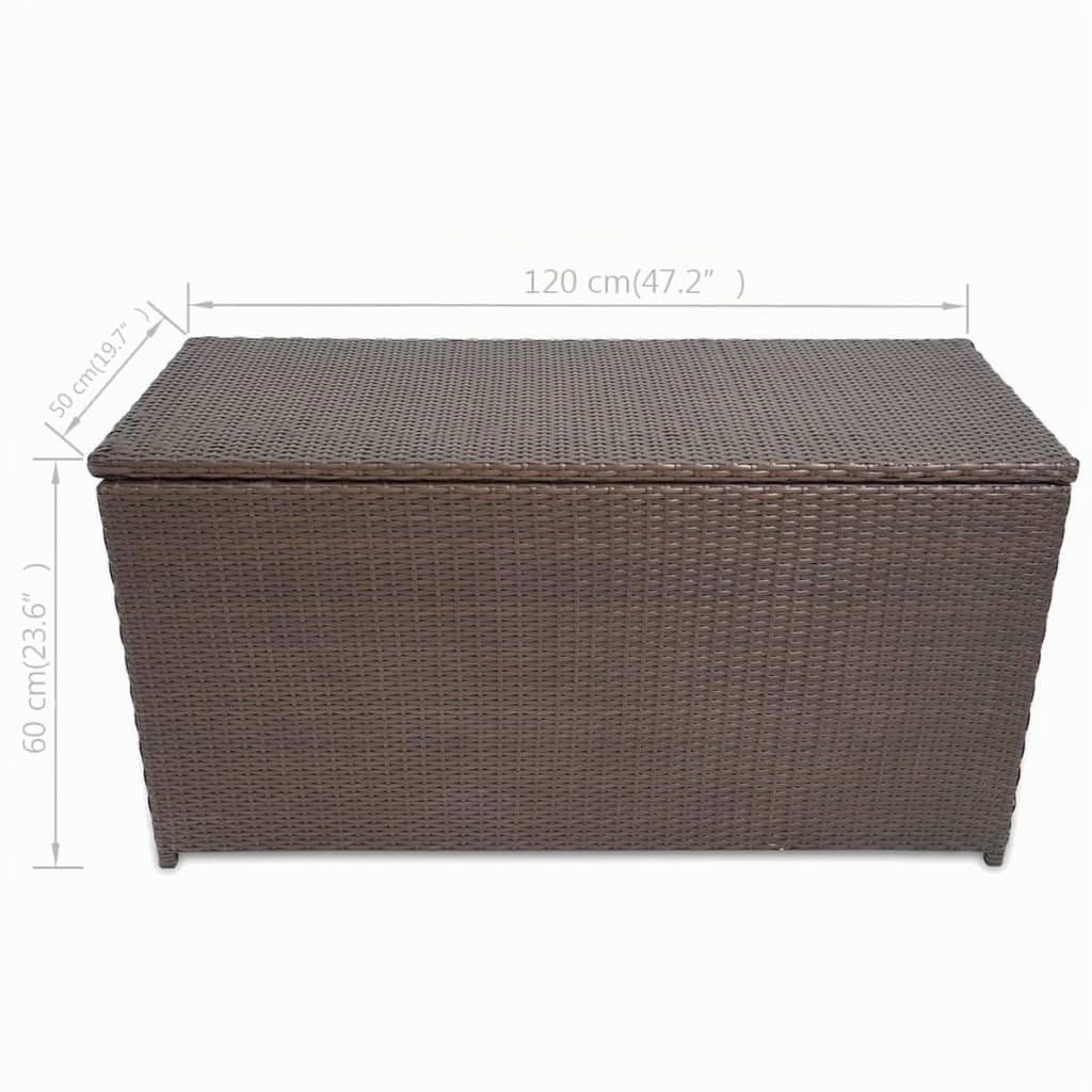 vidaXL Aufbewahrungstruhe Poly Rattan Braun Auflagenbox Gartentruhe Kissenbox