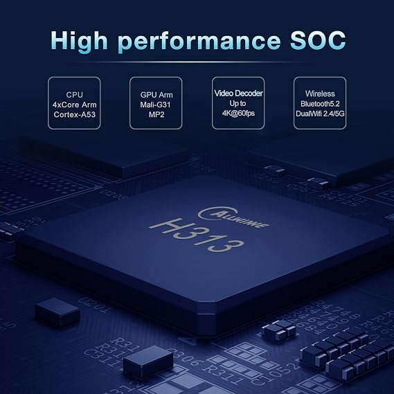 Android TV Box TV Box Android 10.0 2GB RAM 16GB ROM H313 Quadcore Cortex-A53 يدعم WiFi 2.4/5.0GHz BT5.2 HDR10.0 3D 4K 1080P Android Box