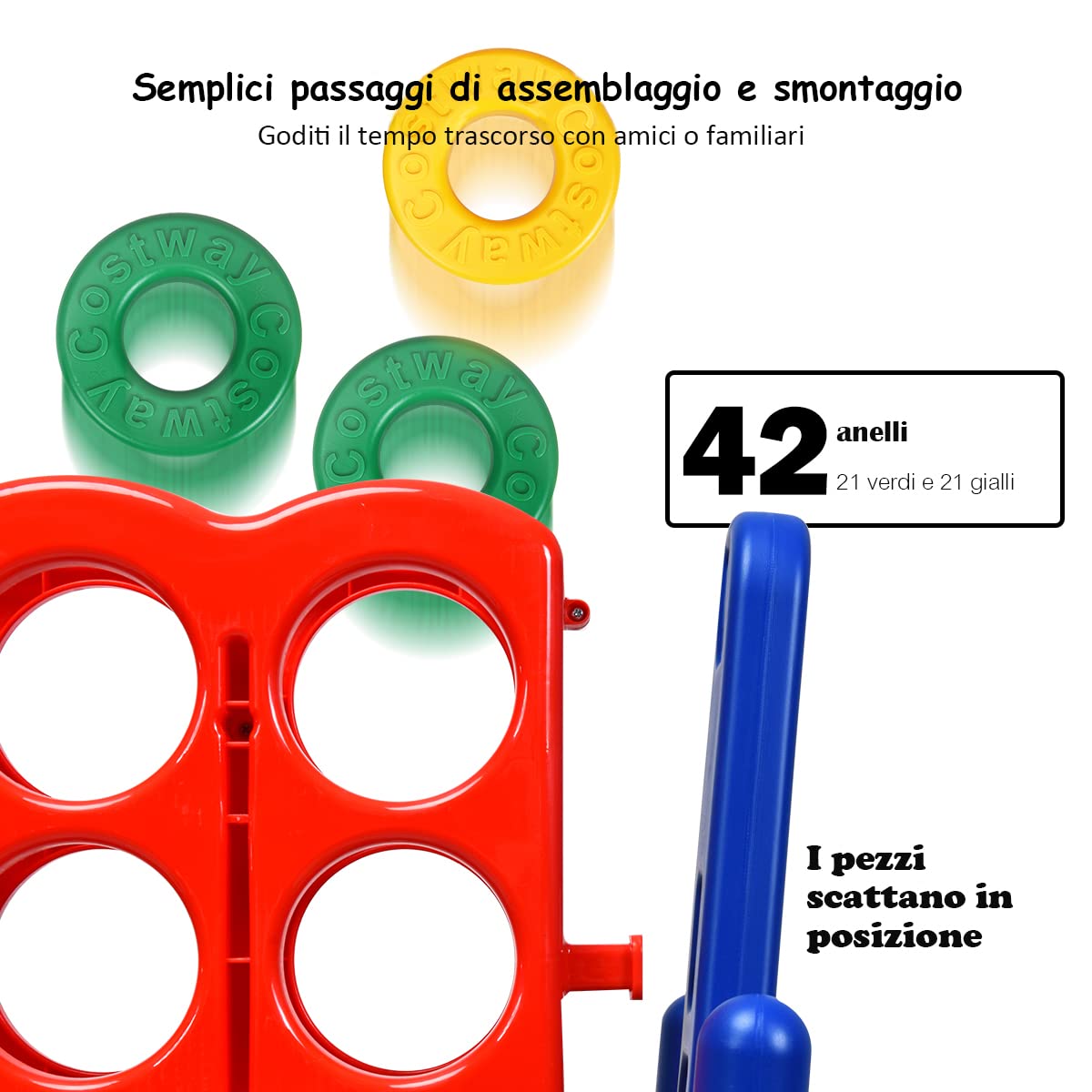COSTWAY Forza 4 Gigante Mega 4 in Linea Quattro Insieme, Gioco da Tavolo Gioco di Fila per Bambini, 120 x 42 x 104 cm (Blu)
