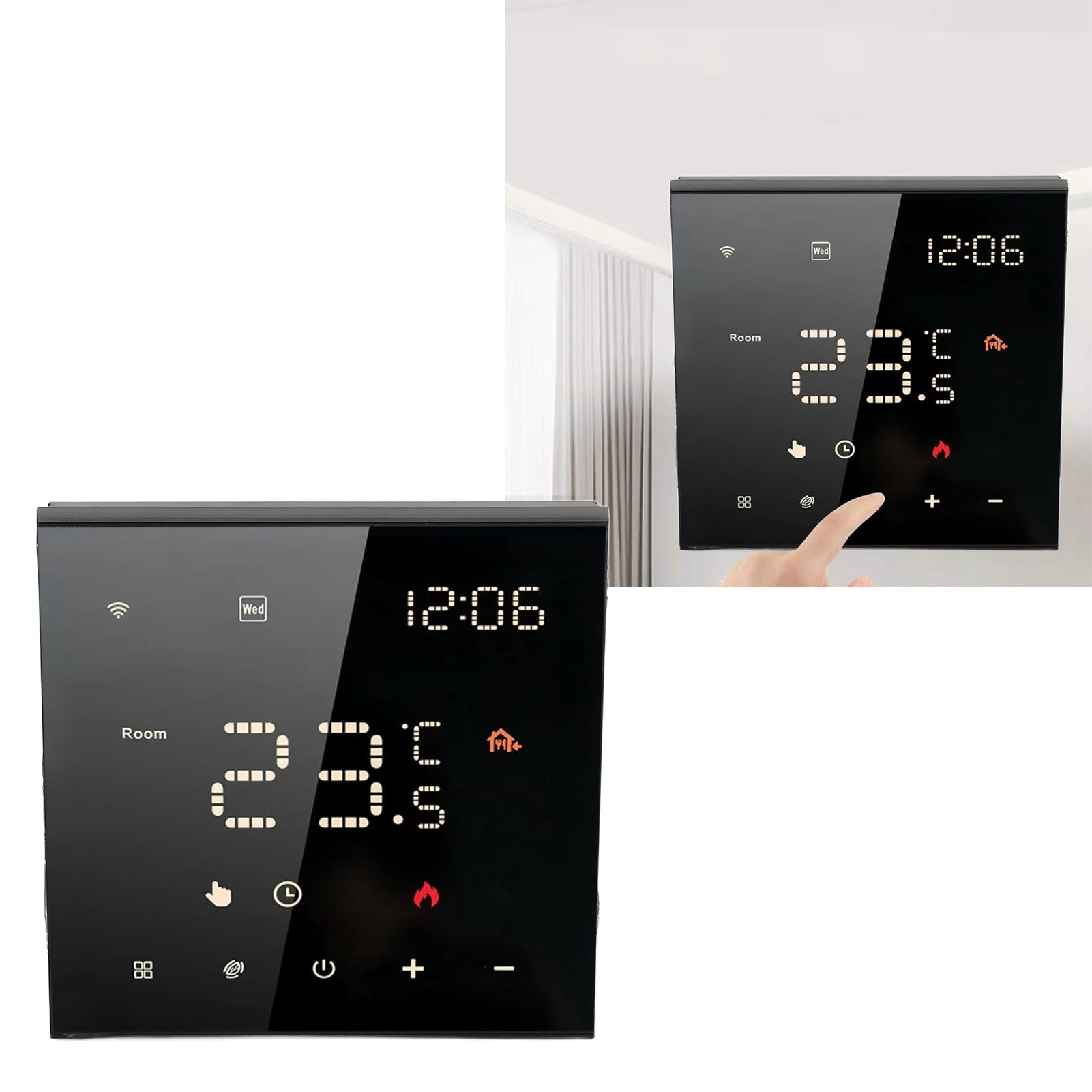 Termostato Doméstico, Termostato WiFi Carcasa de PC de Alta Precisión Control de Teléfono Móvil 100-250VAC 7 Días Pantalla Táctil Interior Programable (Horno para Colgar en la Pared con