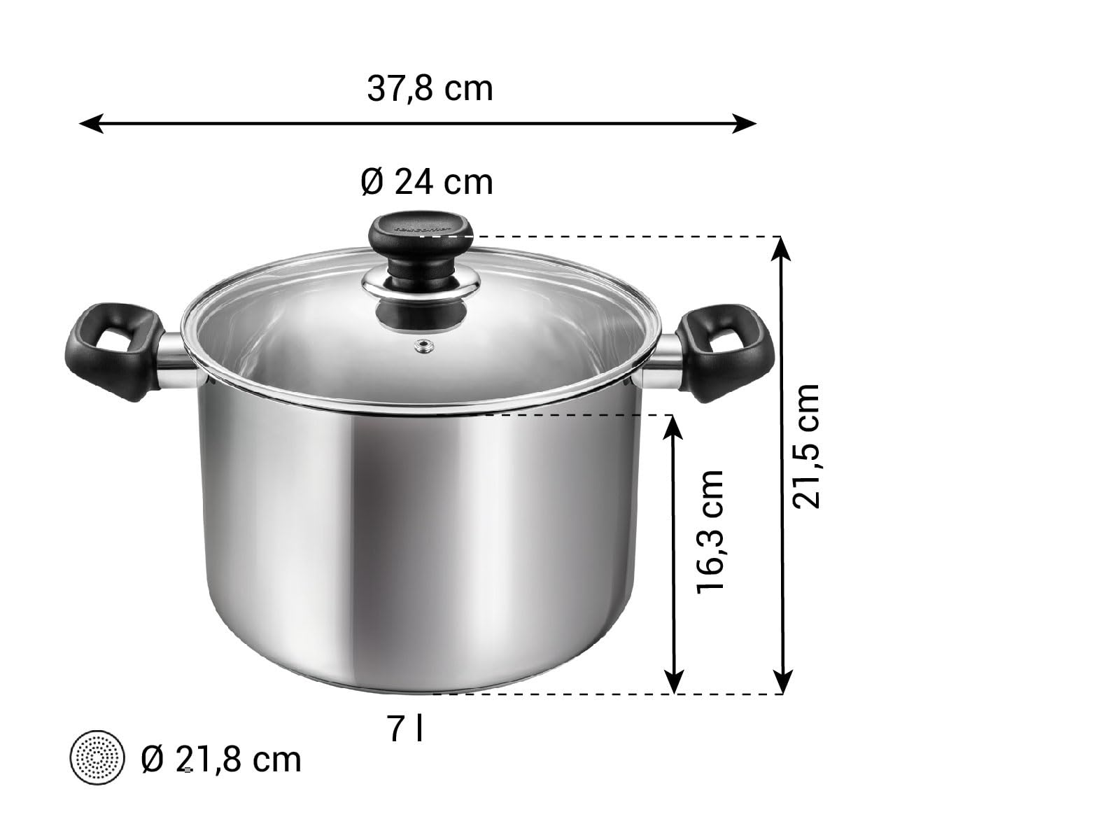 Tescoma 730824 garnek do gotowania z pokrywką Ø 24 cm, 7,0 l, stal nierdzewna, Brava Line
